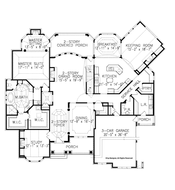 House Blueprint - Traditional Floor Plan - Main Floor Plan #54-347