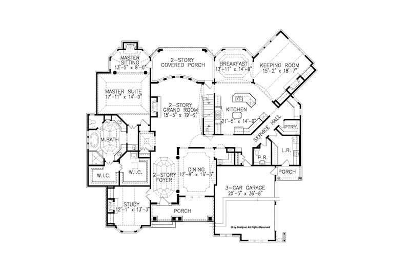 Dream House Plan - Floor Plan - Main Floor for Traditional House Plan #54-347 - 4 bed, 4.5 bath