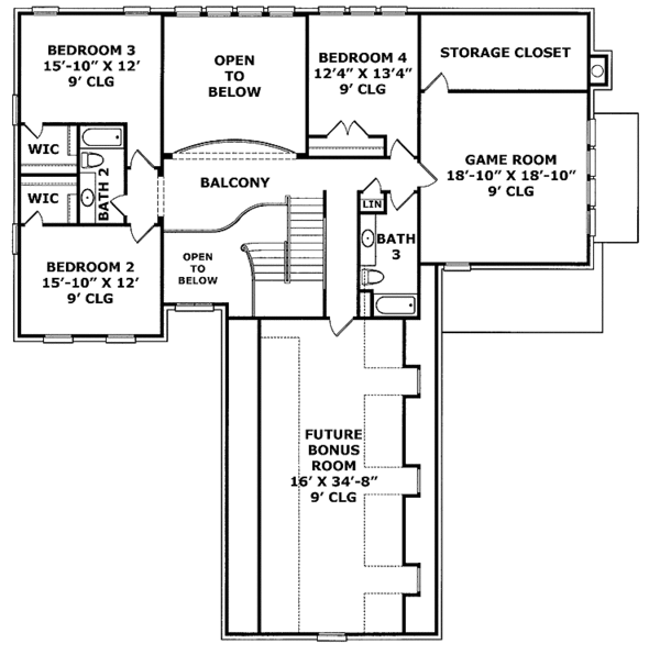 Dream House Plan - Country Floor Plan - Upper Floor Plan #952-203
