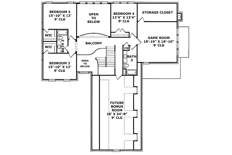 Home Plan - Floor Plan - Upper Floor for Country House Plan #952-203 - 4 bed, 3.5 bath