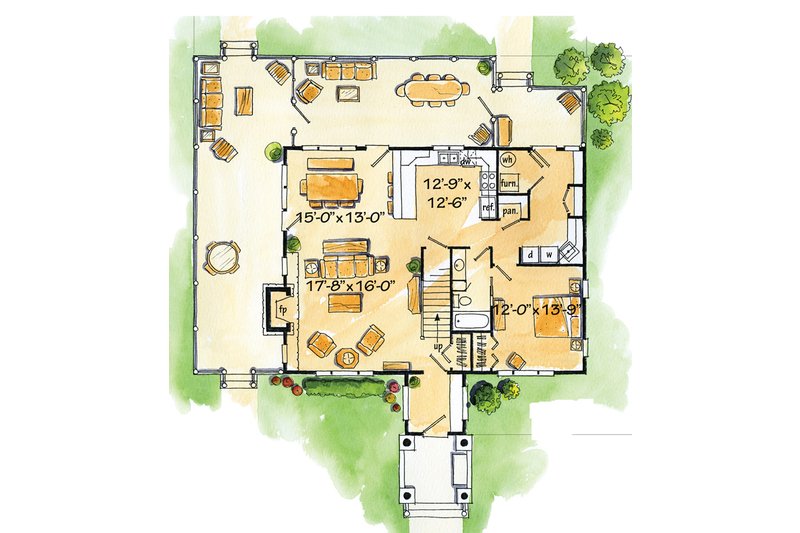 Home Plan - Floor Plan - Main Floor for Log House Plan #942-18 - 3 bed, 3 bath
