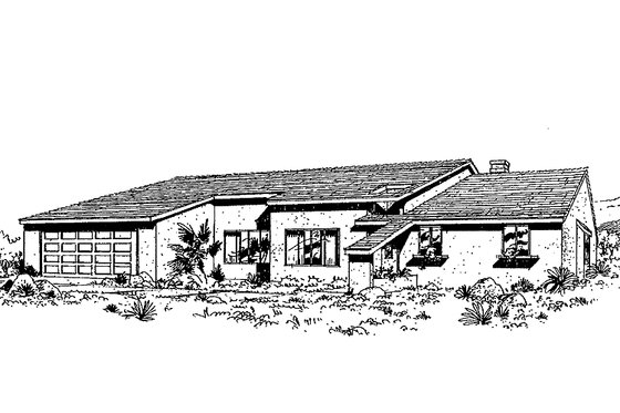Exterior - Front Elevation 3 for Contemporary House Plan #60-713 - 3 bed, 2 bath