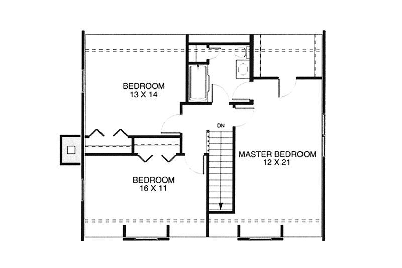 House Design - Floor Plan - Upper Floor for Log House Plan #964-3 - 3 bed, 1.5 bath