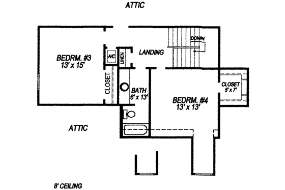 Floor Plan - Upper Floor for Farmhouse House Plan #14-231 - 4 bed, 3 bath