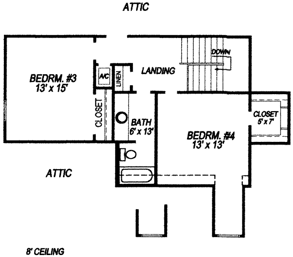Farmhouse Floor Plan - Upper Floor Plan #14-231