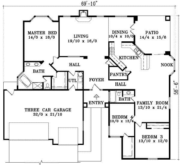 Traditional Floor Plan - Main Floor Plan #1-1451