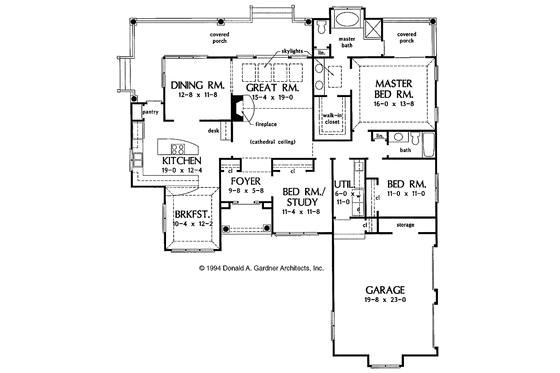 Floor Plan - Main Floor for Mediterranean House Plan #929-179 - 3 bed, 2 bath