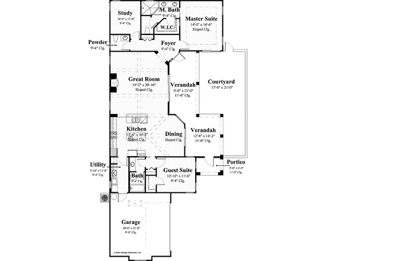 Floor Plan - Main Floor for Mediterranean House Plan #930-430 - 2 bed, 2.5 bath