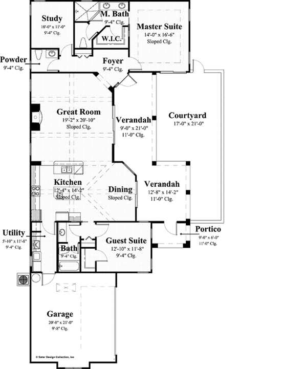 Architectural House Design - Mediterranean Floor Plan - Main Floor Plan #930-430