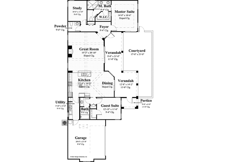 Home Plan - Floor Plan - Main Floor for Mediterranean House Plan #930-430 - 2 bed, 2.5 bath