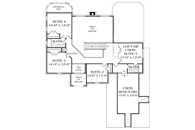 Architectural House Design - Floor Plan - Upper Floor for Traditional House Plan #453-359 - 5 bed, 3.5 bath