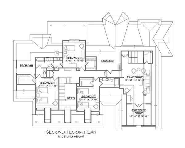 Architectural House Design - Country Floor Plan - Upper Floor Plan #1054-65