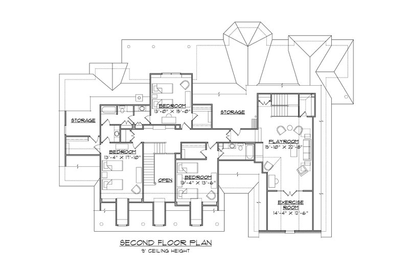 Home Plan - Floor Plan - Upper Floor for Country House Plan #1054-65 - 4 bed, 3.5 bath