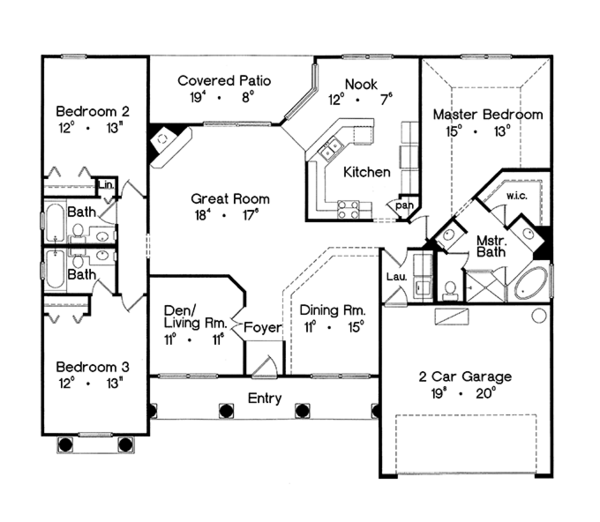 Architectural House Design - Mediterranean Floor Plan - Main Floor Plan #417-803