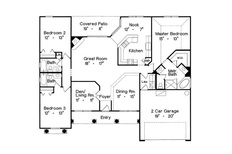 Home Plan - Floor Plan - Main Floor for Mediterranean House Plan #417-803 - 3 bed, 3 bath