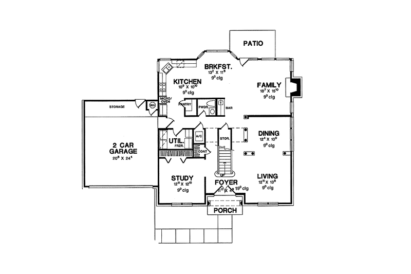 House Blueprint - Floor Plan - Main Floor for European House Plan #472-120 - 4 bed, 3.5 bath