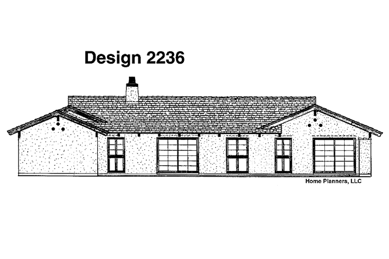 Home Plan - Exterior - Rear Elevation for Adobe / Southwestern House Plan #72-607 - 4 bed, 2 bath