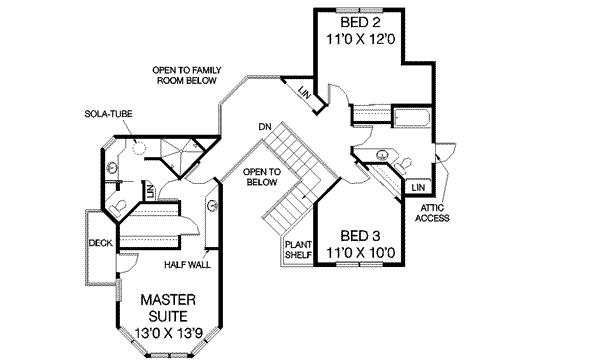 Dream House Plan - Country Floor Plan - Upper Floor Plan #60-549