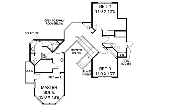 Country Floor Plan - Upper Floor Plan #60-549