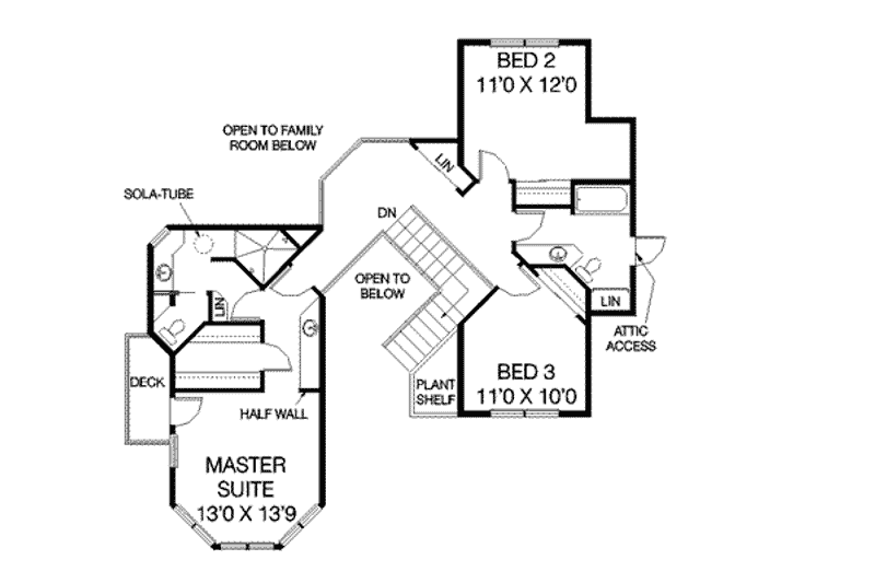 Dream House Plan - Floor Plan - Upper Floor for Country House Plan #60-549 - 4 bed, 2.5 bath