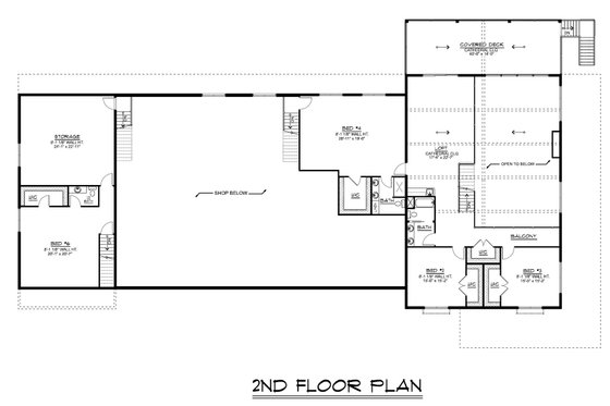 Floor Plan - Upper Floor for Barndominium House Plan #1064-384 - 6 bed, 6.5 bath