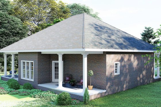 Exterior - Rear Elevation 1 for Southern House Plan #44-168 - 3 bed, 2 bath