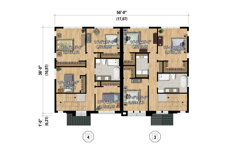 Architectural House Design - Floor Plan - Upper Floor for Farmhouse House Plan #25-5000 - 7 bed, 2 bath