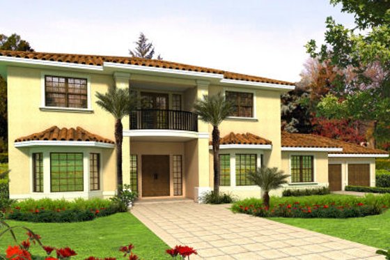 Exterior - Front Elevation for Mediterranean House Plan #420-241 - 6 bed, 6.5 bath