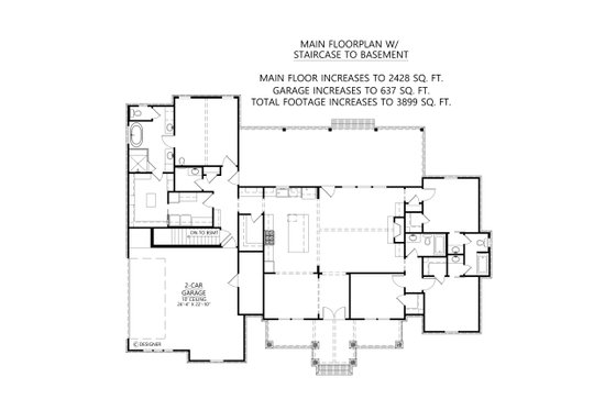 Floor Plan - Main Floor 1 for Farmhouse House Plan #1074-110 - 4 bed, 3.5 bath