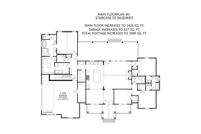 House Design - Floor Plan - Main Floor 1 for Farmhouse House Plan #1074-110 - 4 bed, 3.5 bath
