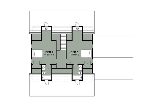 Floor Plan - Upper Floor for Farmhouse House Plan #497-9 - 3 bed, 3.5 bath