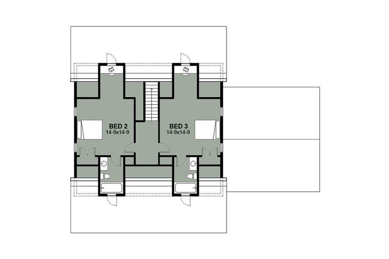 Home Plan - Floor Plan - Upper Floor for Farmhouse House Plan #497-9 - 3 bed, 3.5 bath