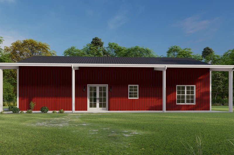 House Plan Design - Exterior - Rear Elevation for Barndominium House Plan #1092-57 - 3 bed, 2 bath