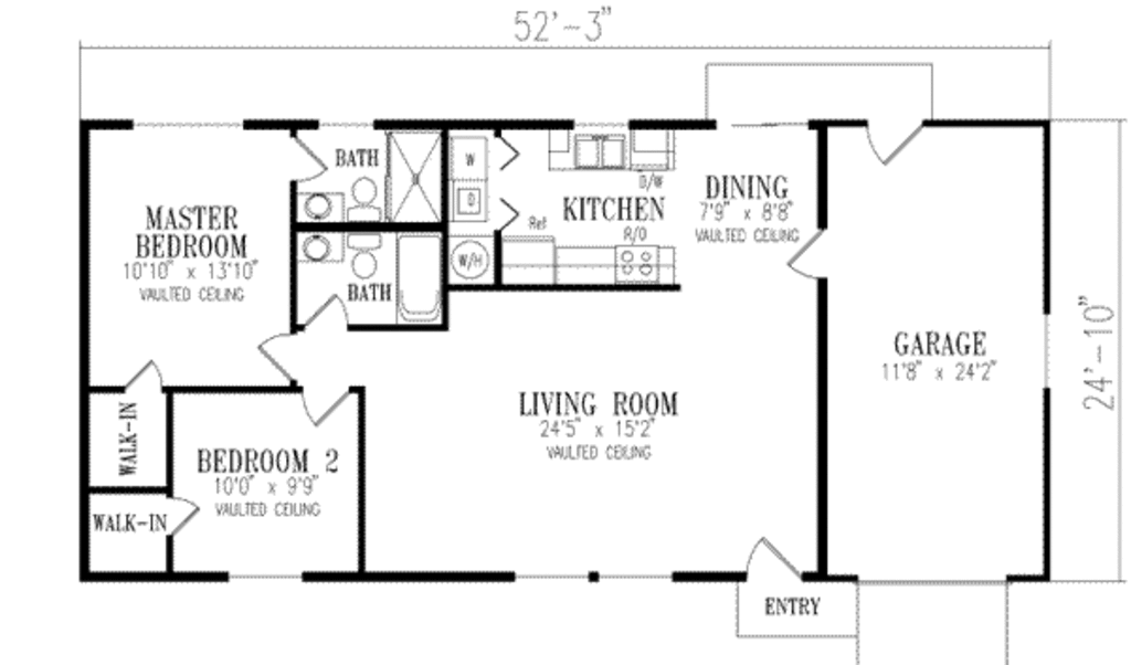 Mediterranean Style House  Plan 2 Beds 2 Baths 1000  Sq  Ft  