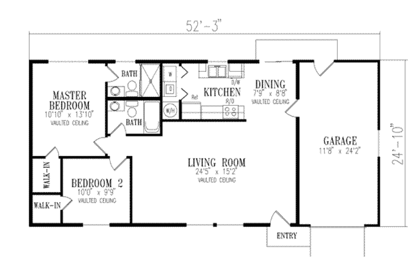 House Plan Design - Floor Plan - Main Floor for Mediterranean House Plan #1-139 - 2 bed, 2 bath