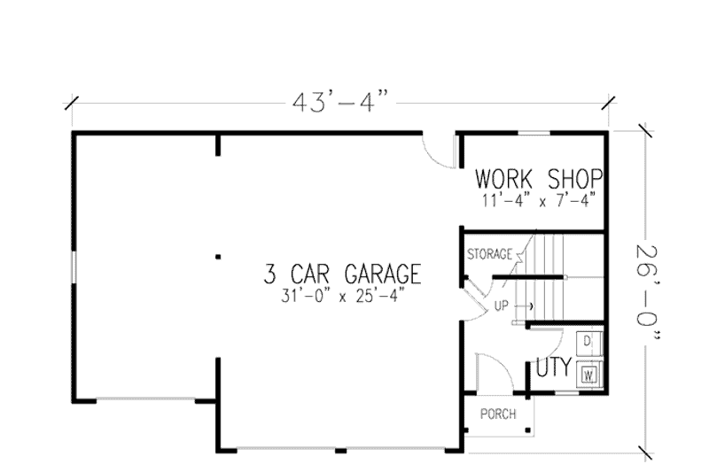House Blueprint - Floor Plan - Main Floor for Traditional House Plan #410-106 - 1 bed, 1 bath