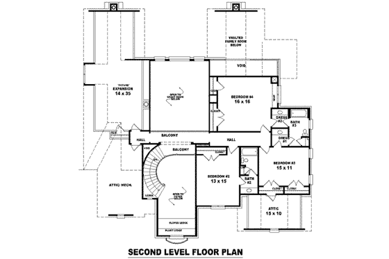 Floor Plan - Upper Floor for European House Plan #81-1349 - 4 bed, 4 bath