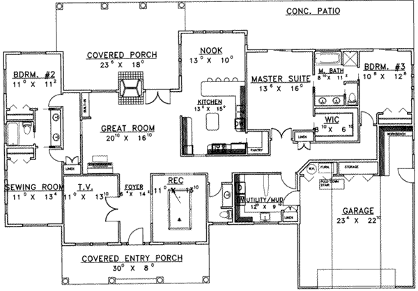 Mediterranean Floor Plan - Main Floor Plan #117-444