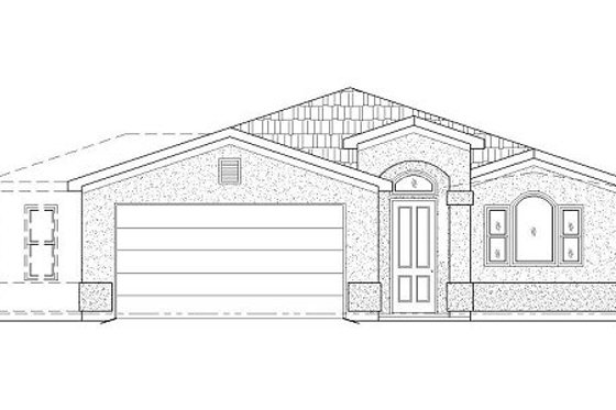 Exterior - Front Elevation for Adobe / Southwestern House Plan #24-292 - 2 bed, 2 bath