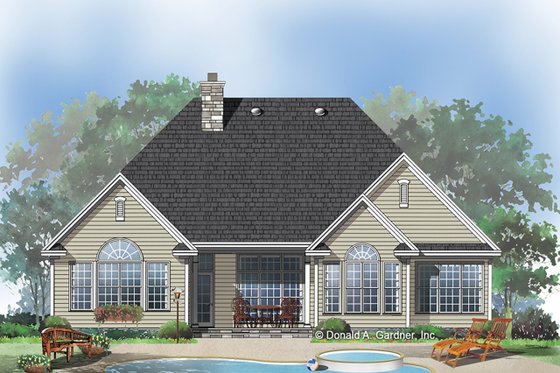 Exterior - Rear Elevation for Country House Plan #929-669 - 3 bed, 2 bath