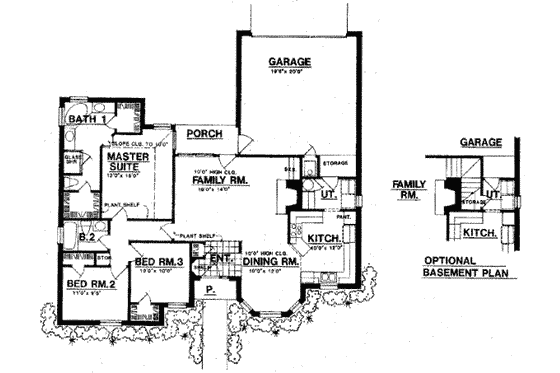 Floor Plan - Main Floor for European House Plan #40-287 - 3 bed, 2 bath