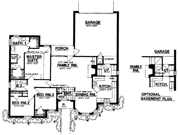 Floor Plan - Main Floor for European House Plan #40-287 - 3 bed, 2 bath