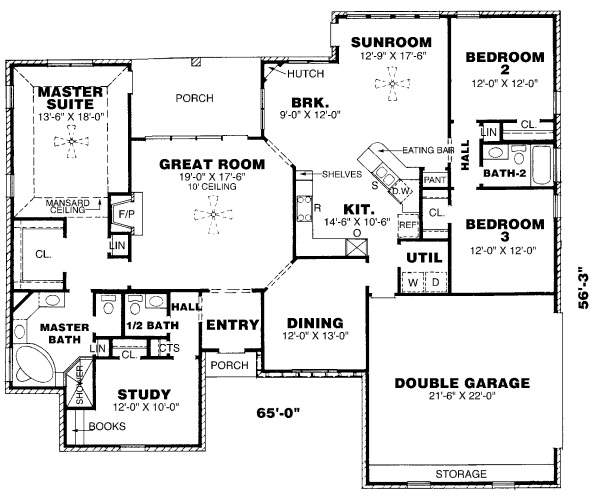 House Blueprint - European Floor Plan - Main Floor Plan #34-115