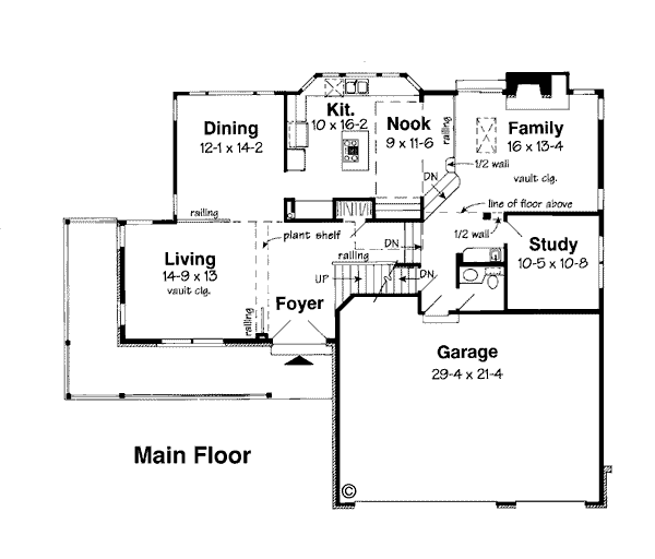 Floor Plan - Main Floor for Country House Plan #312-601 - 3 bed, 2.5 bath