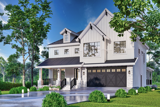 Exterior - Front Elevation 3 for Craftsman House Plan #119-450 - 4 bed, 4 bath