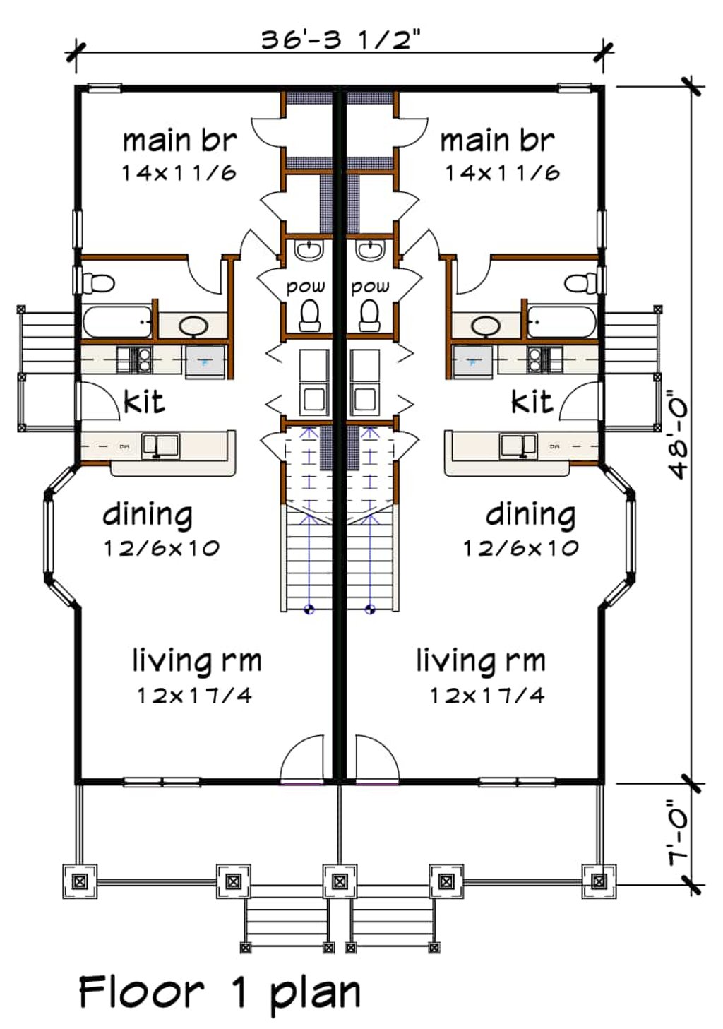 Floor Plan - Main Floor for Farmhouse House Plan #79-245 - 3 bed, 2 bath