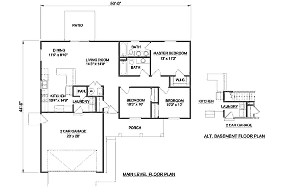 Floor Plan - Main Floor for Traditional House Plan #116-250 - 3 bed, 2 bath
