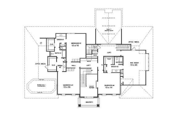 Floor Plan - Upper Floor for Colonial House Plan #81-410 - 4 bed, 3.5 bath