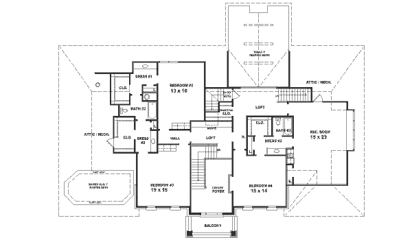 Colonial Floor Plan - Upper Floor Plan #81-410