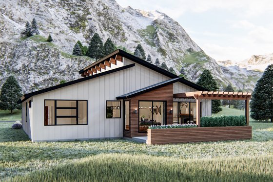Exterior - Rear Elevation for Modern House Plan #455-296 - 3 bed, 2 bath